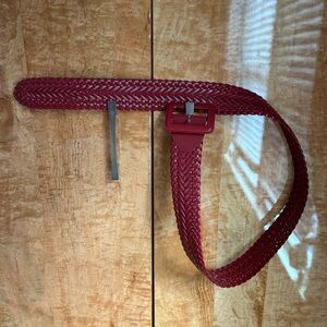 Dark Red Braided Belt with Buckle
